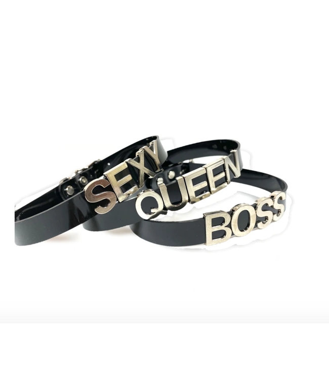 Black Vinyl Name Statement  Choker