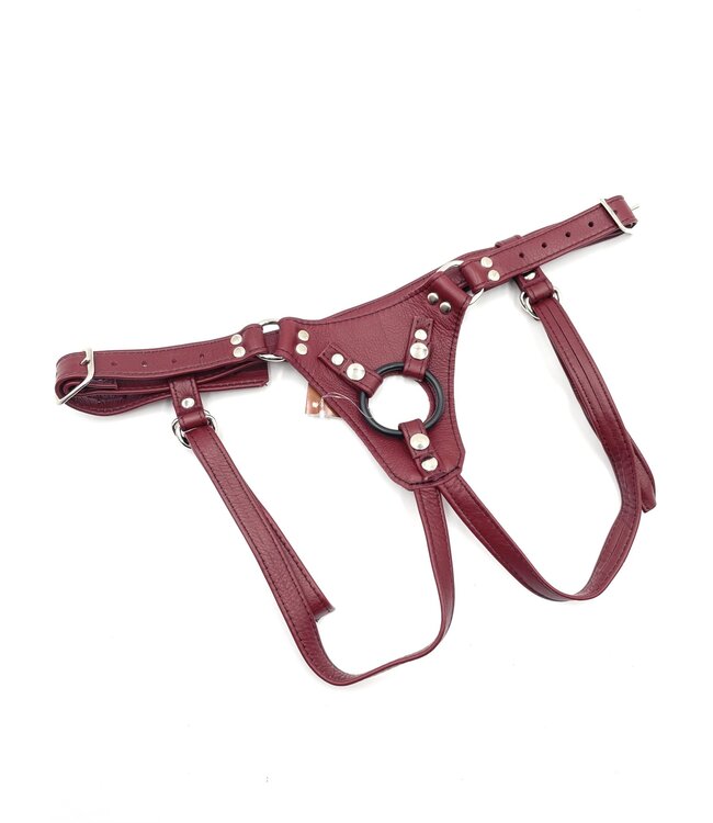 Cherry Jaguar Dildo Leather Harness | Aslan Leather