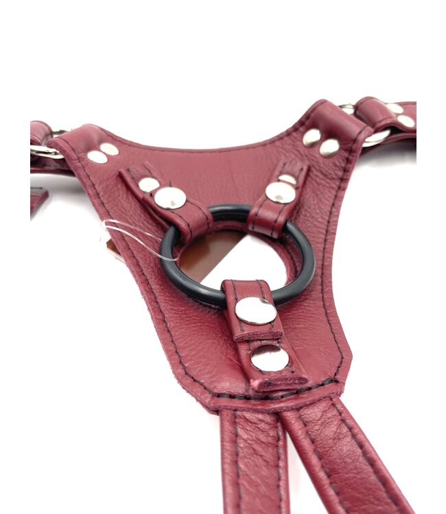 Cherry Jaguar Dildo Leather Harness | Aslan Leather