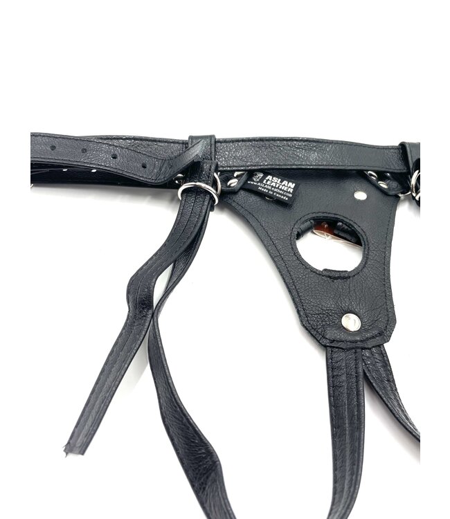 Black Jaguar Strapon Dildo Harness | Aslan Leather