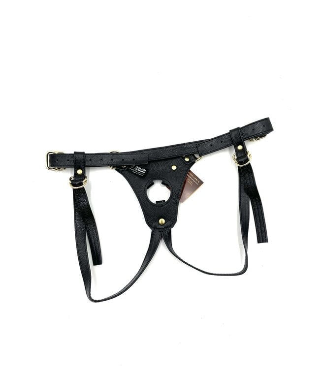 Black and Brass Dildo Harness | Aslan Leather