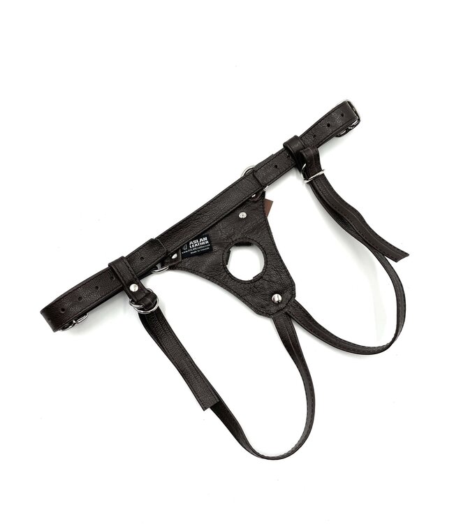 Chocolate Jaguar Strap On Dildo Harness | Aslan Leather