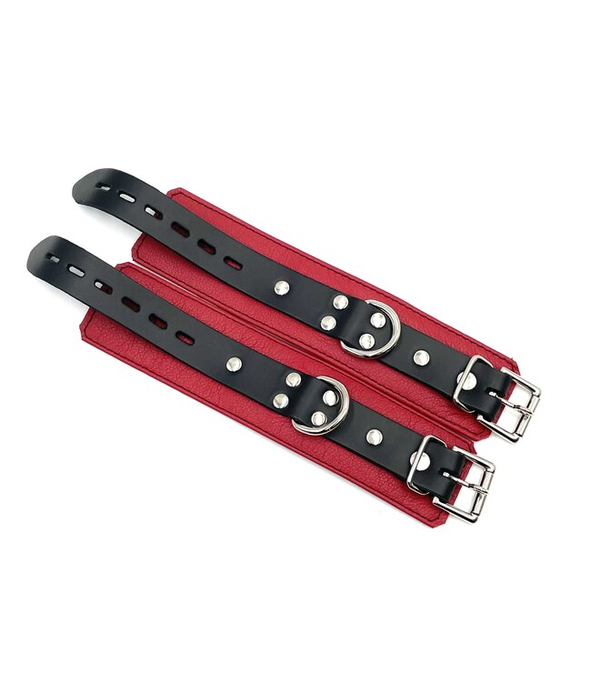 Red and Black Wrist Cuffs | Jaguar Collection By Aslan Leather
