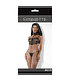 Lace Bra Top With Wetlook Bone Casing And Attached Choker Black