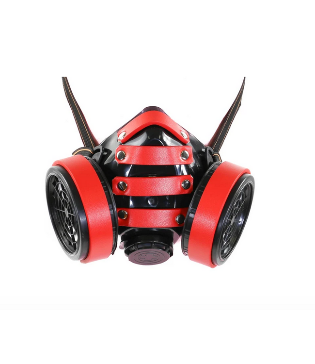 Gas mask with stripes