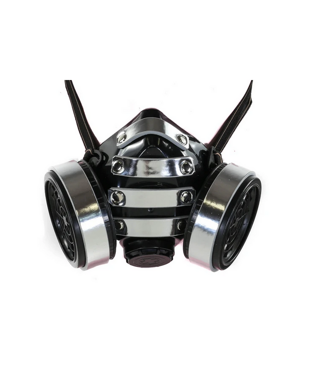 Gas mask with stripes