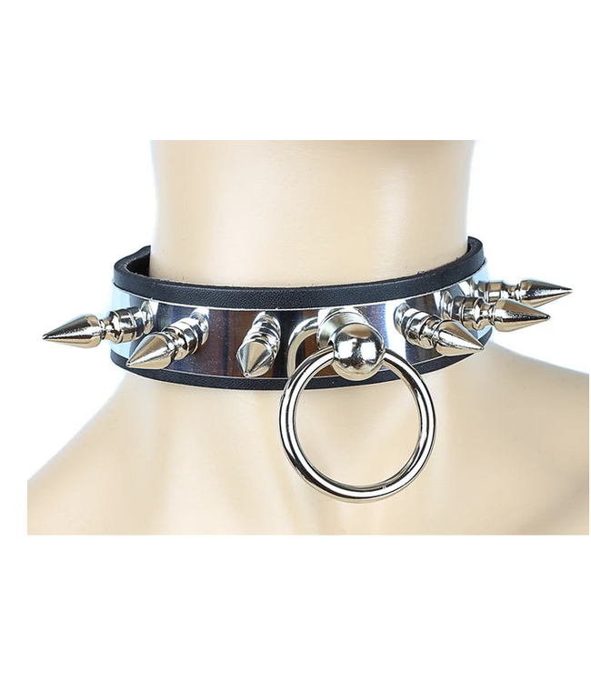 Choker with Metal plate and spikes