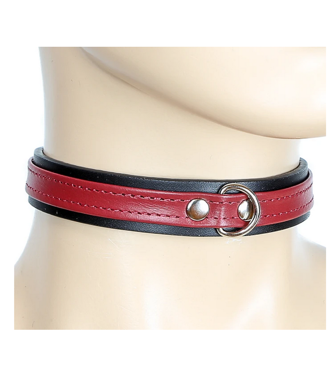 Thin Leather Strap Choker with D ring