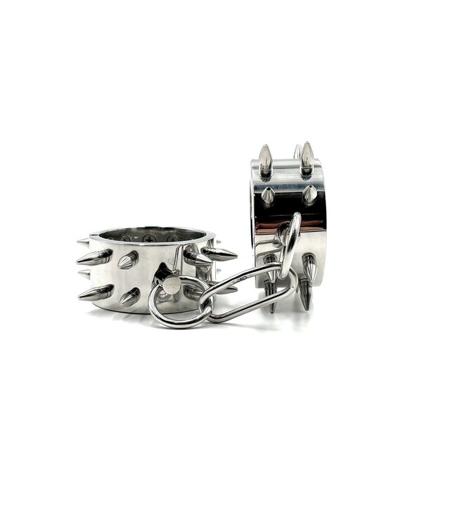 Spike metal wrist shackles