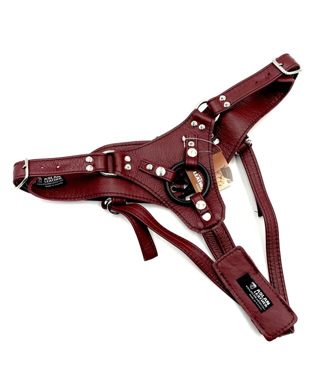 Cherry Jaguar Minx Strap On  Leather Harness | Aslan Leather