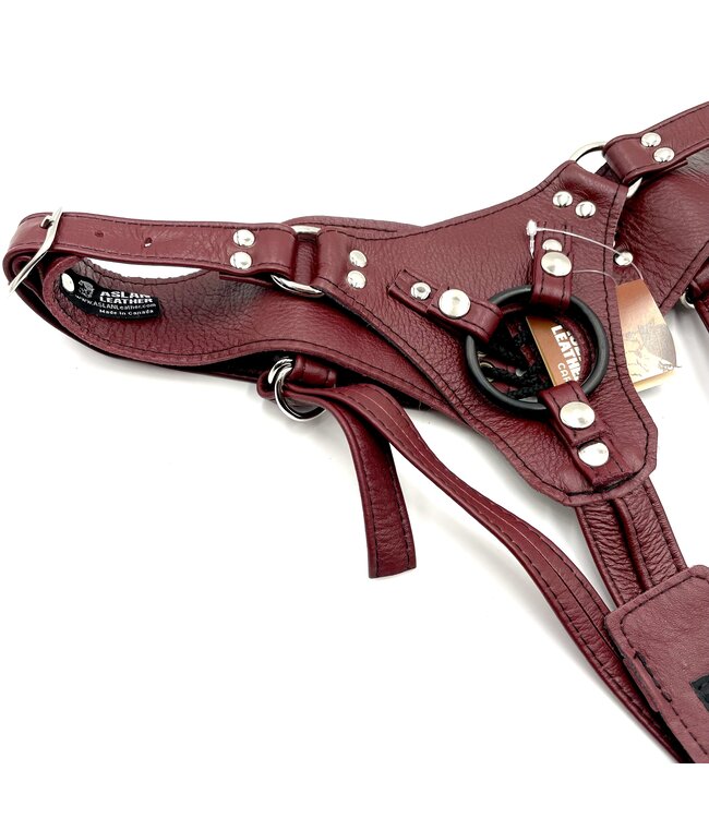 Cherry Jaguar Minx Strap On  Leather Harness | Aslan Leather