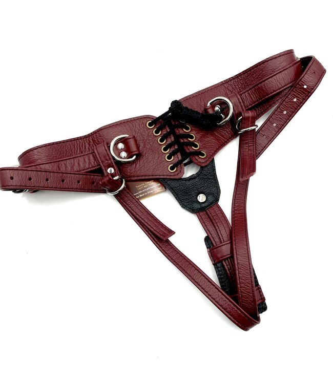 Cherry Jaguar Minx Strap On  Leather Harness | Aslan Leather