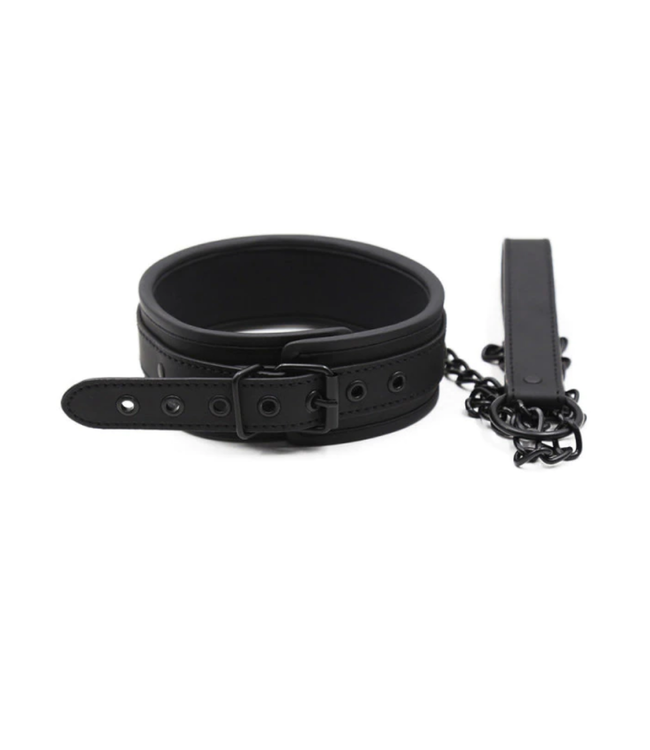 Neo Black BDSM Collar and Leash