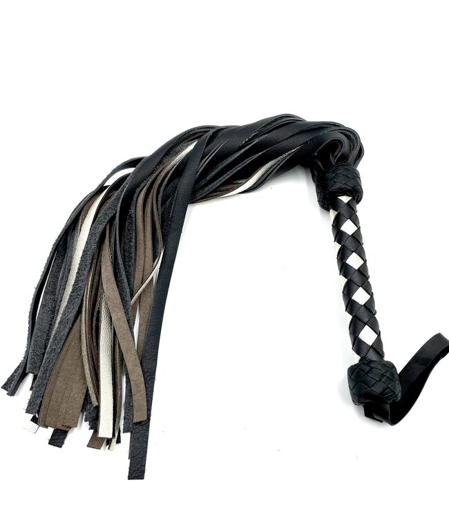 Cowhide  Flogger With Diamond Braid Handle.