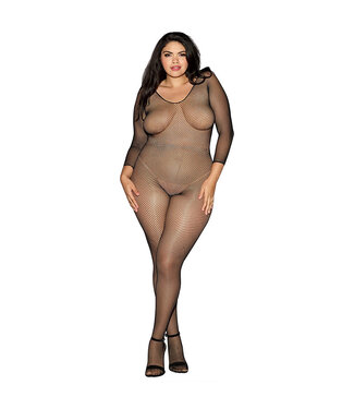 Dreamgirl Longsleeve Fishnet Bodystocking with Open Crotch