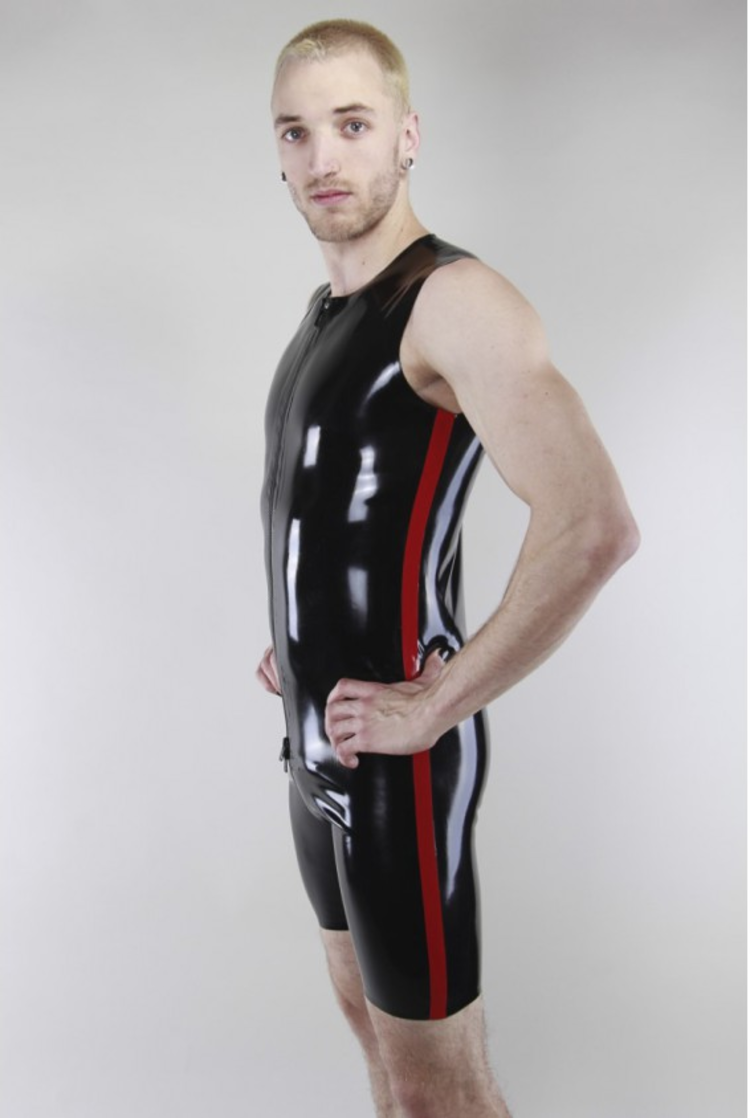 Black Latex Sleeveless Surf Suit by Peter Domenie | Bondesque | Bondesque