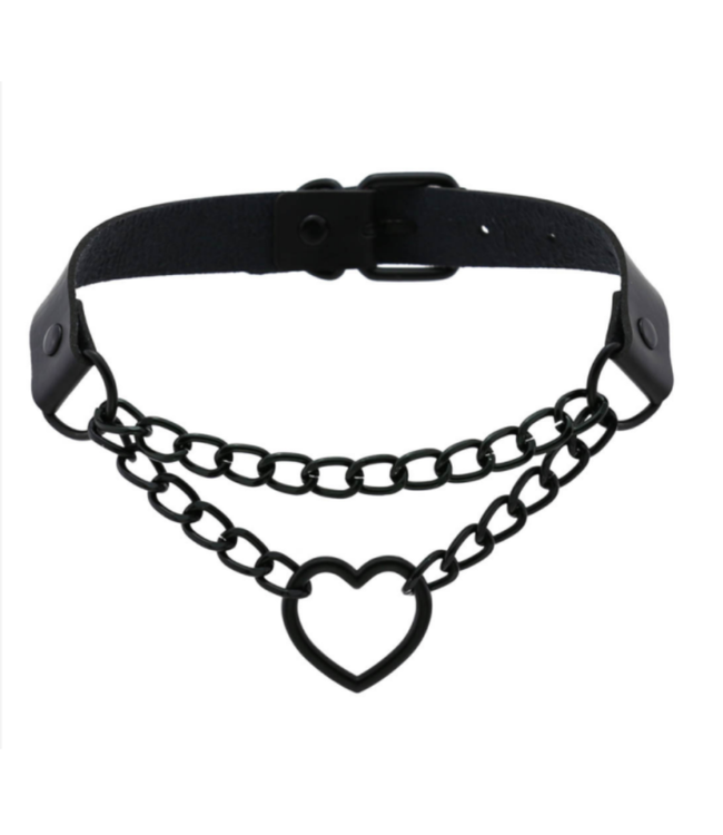Heart You Choker with Black Chain | Vegan Leather