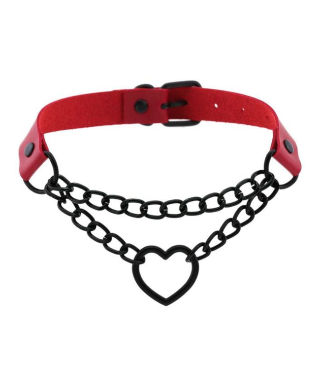 Heart You Choker with Black Chain | Vegan Leather