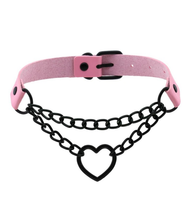 Heart You Choker with Black Chain | Vegan Leather