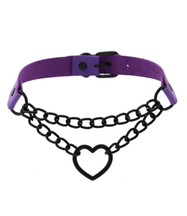 Heart You Choker with Black Chain | Vegan Leather
