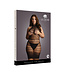 Shots America Shots Le Desir High Lace Neck Net Mini Dress Black