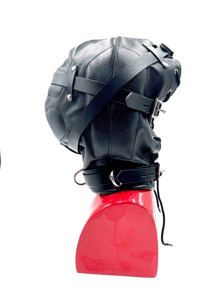 Enclosed Padded Sensory Deprivation Leather Hood by Spanked | Bondesque