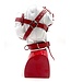 Spanked Spanked White and Red Sensory Deprivation Leather Hood