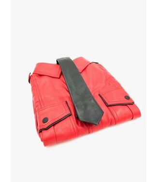 Fisted Red Leather BDSM Police Shirt
