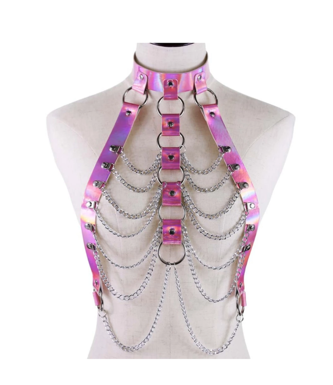Faux Leather Chain Chest Harness