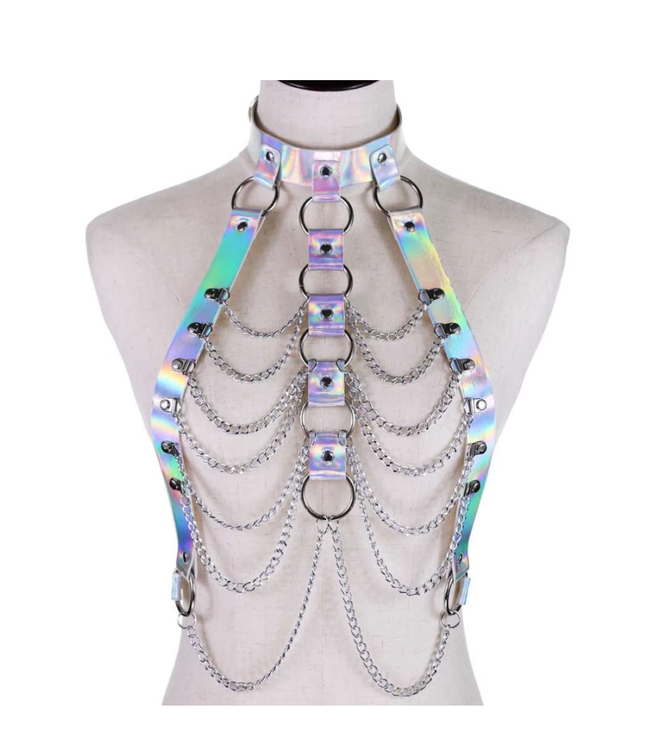 Faux Leather Chain Chest Harness
