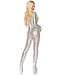 Laser-Cut Metallic Catsuit Silver