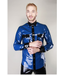 Nightshade Blue Latex Dress Shirt with Studded Details
