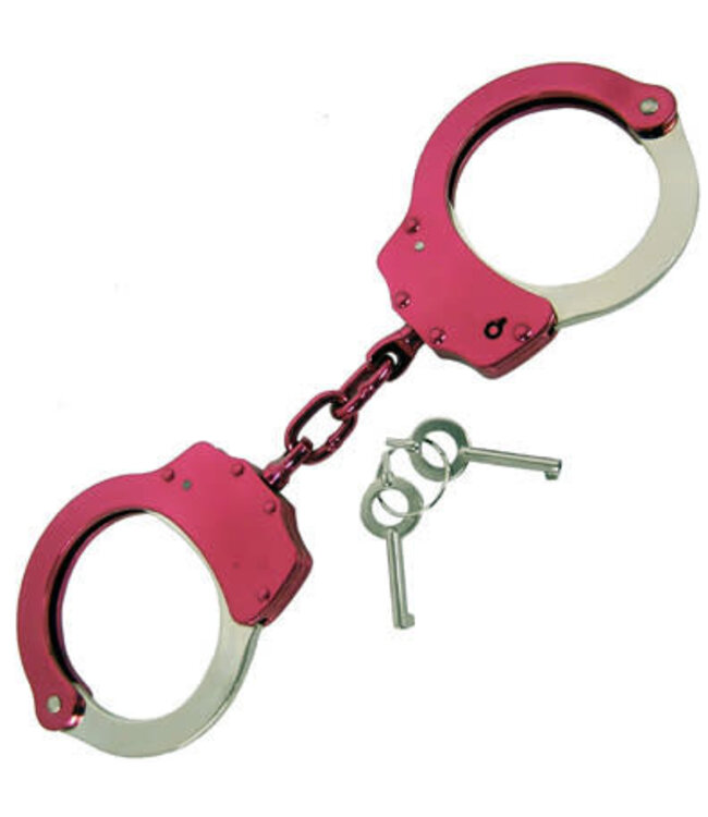 Metallic Pink And Chrome Handcuffs