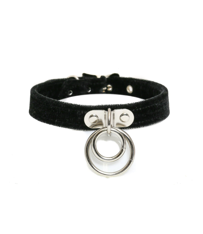 Velvet Double O-Ring BDSM Collar