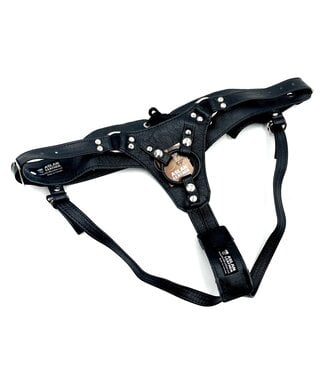 Aslan Leather Black Jaguar Minx Corset Back Strap On Harness  | Aslan Leather