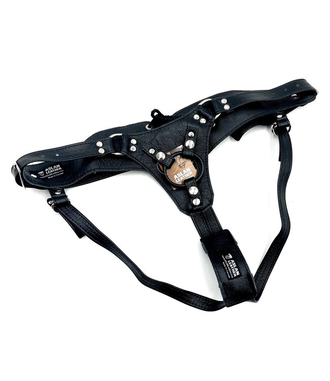 Black Jaguar Minx Corset Back Strap On Harness  | Aslan Leather