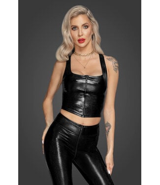 Noir Handmade Snake wetlook top with front zipper