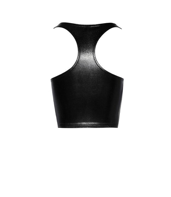 Snake wetlook top with front zipper