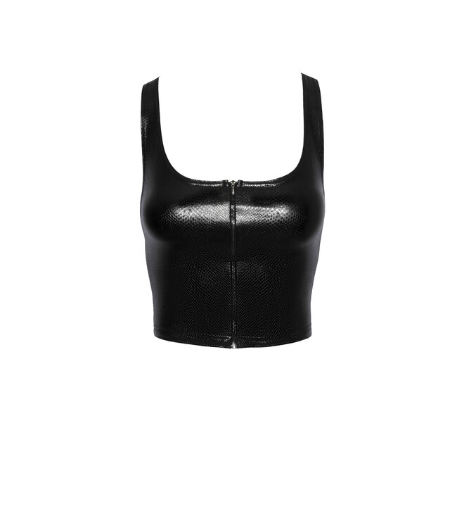 Snake wetlook top with front zipper