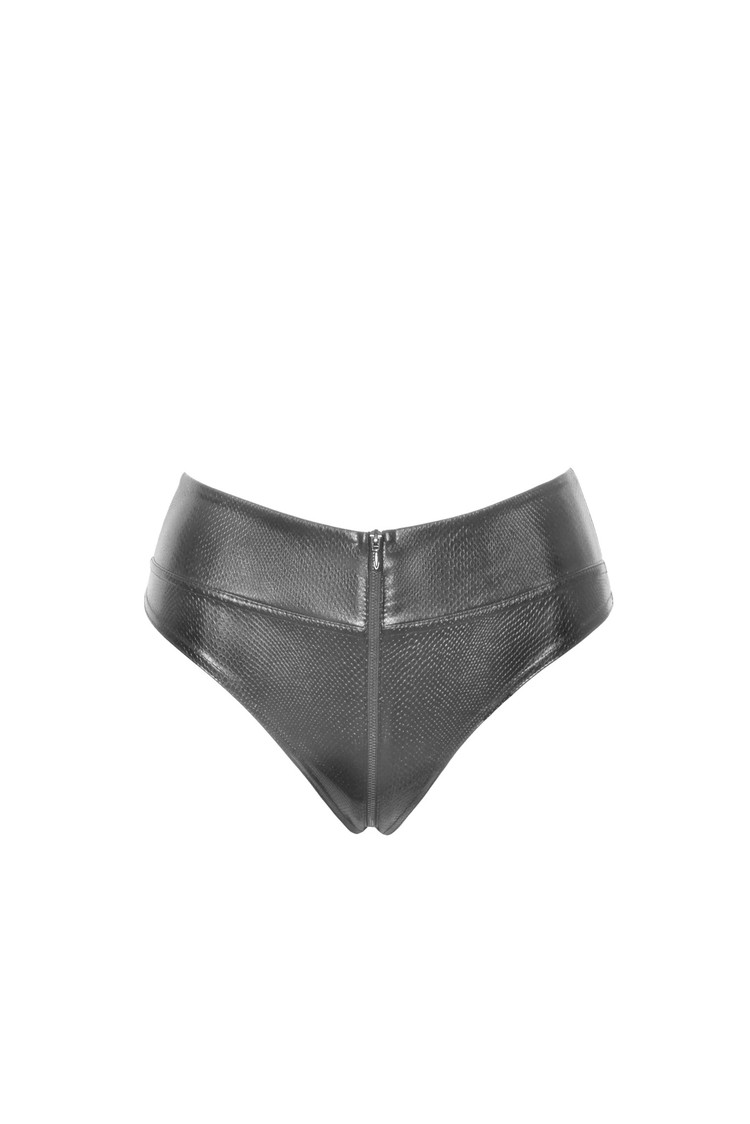 Leggings Zipé Snake Wetlook Noir - Modèle F274, Fait Main, 560 G, Livraison Discrète