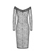 Leopard flock midi-dress with long sleeves