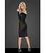 Leopard flock midi-dress with long sleeves