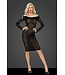 Leopard flock midi-dress with long sleeves