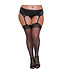 Dreamgirl Fishnet Thigh-High Stockings With Lace Top Black