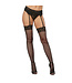 Dreamgirl Fishnet Thigh-High Stockings With Lace Top Black