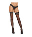 Dreamgirl Dreamgirl Sheer Thigh-High Stockings with Silicone Lace Top Black