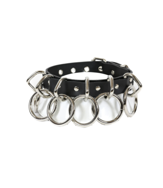 Funk Plus Leather Collar with 6 loops And Rings