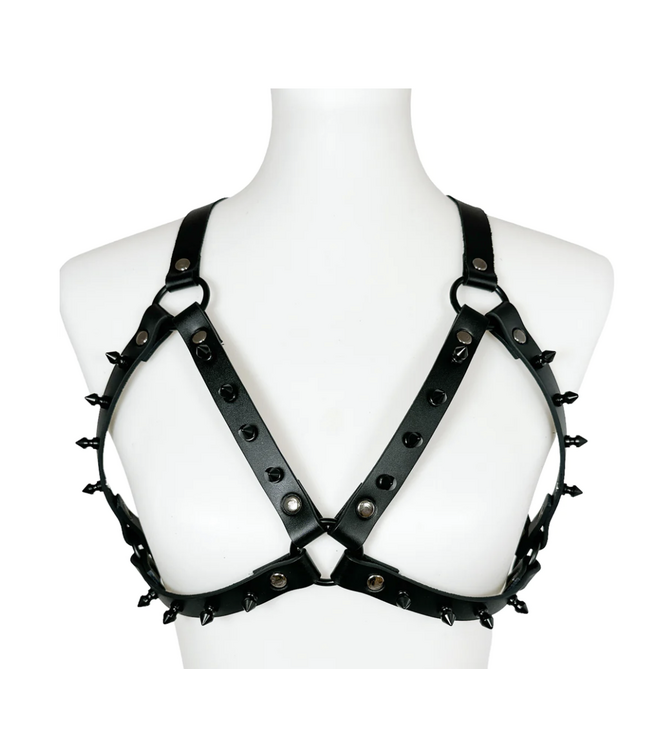 Spiked Leather Harness Bra