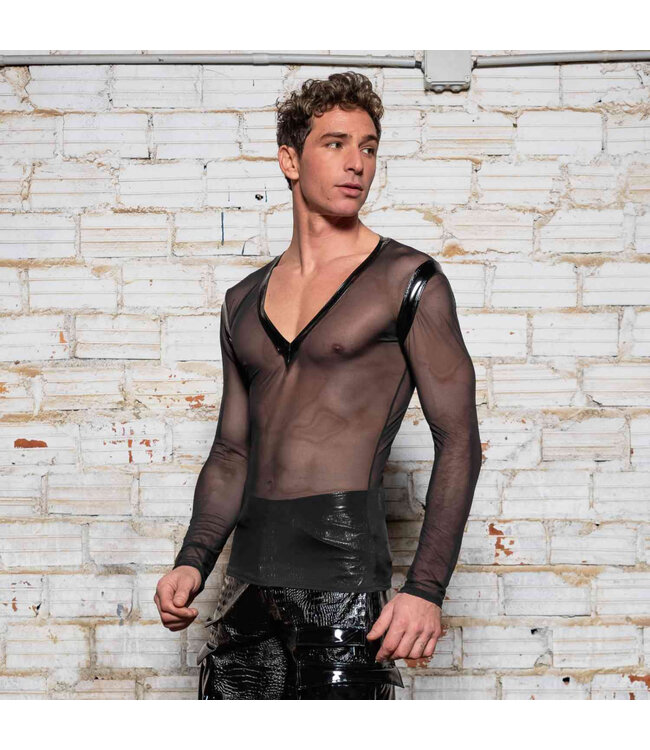 Ali Fishnet  and Vinyl T-Shirt