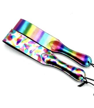 Spanked Rainbow Leather Loop Slapping Paddle